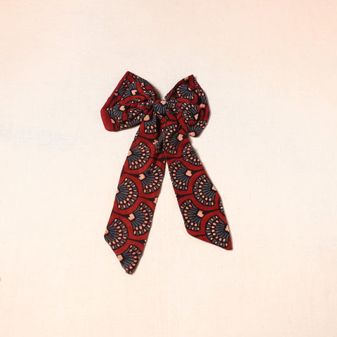 Red - handmade fabric bow hair clip 32 - handcrafted