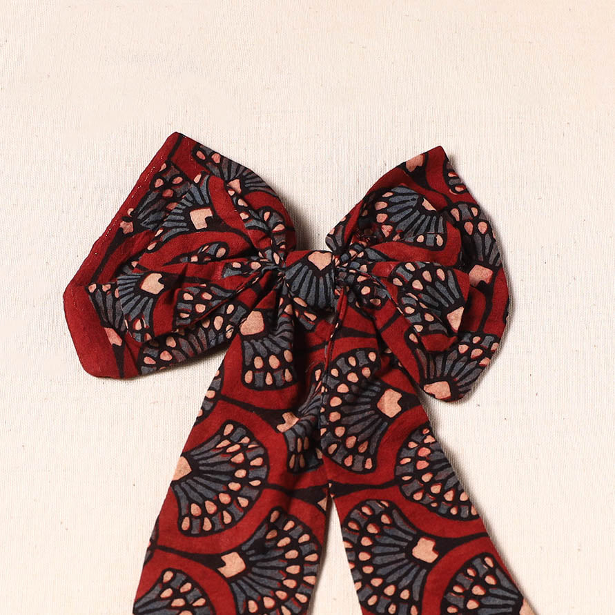 Red - handmade fabric bow hair clip 32 - handcrafted