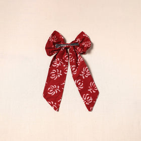 Red - handmade fabric bow hair clip 33 - handcrafted