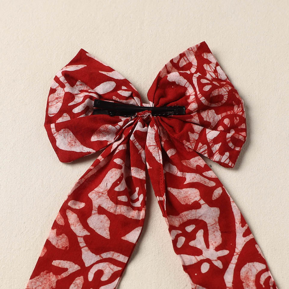 Red Handmade Fabric Bow Hair Clip