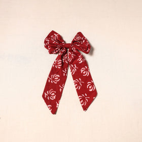 Red - handmade fabric bow hair clip 33 - handcrafted