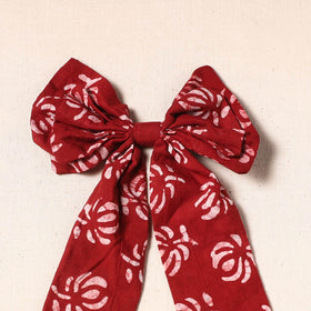 Red - handmade fabric bow hair clip 33 - handcrafted