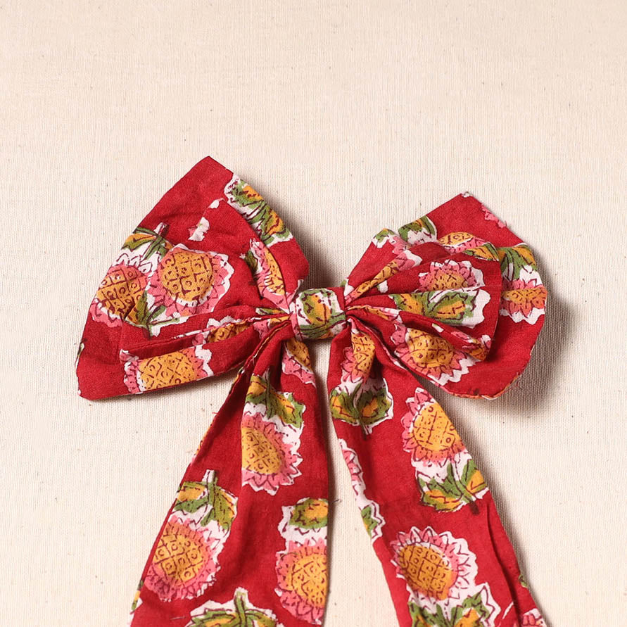 Red - handmade fabric bow hair clip 35 - handcrafted