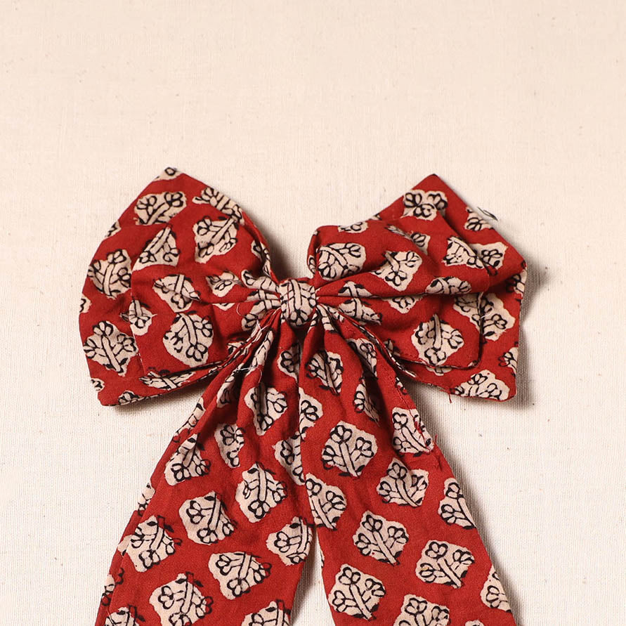 Red - handmade fabric bow hair clip 36 - handcrafted