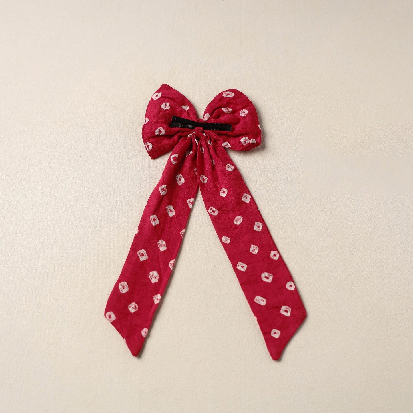 Red Handmade Fabric Bow Hair Clip