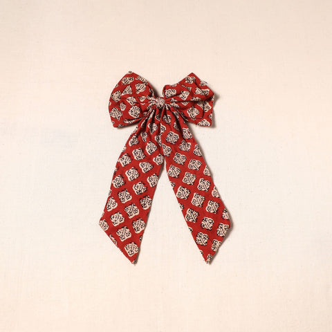 Red - handmade fabric bow hair clip 36 - handcrafted