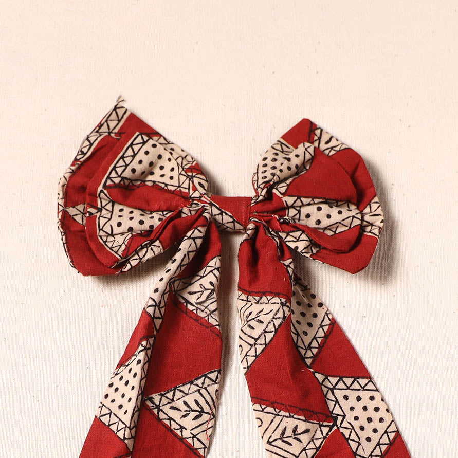 Red - handmade fabric bow hair clip 38 - handcrafted
