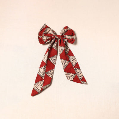Red - handmade fabric bow hair clip 38 - handcrafted