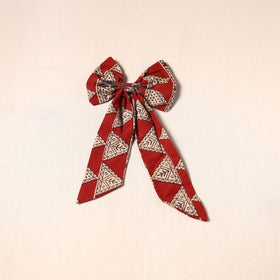 Red - handmade fabric bow hair clip 38 - handcrafted