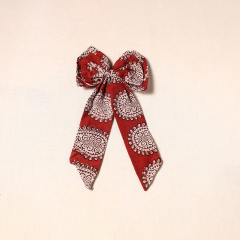 Red - handmade fabric bow hair clip 40 - handcrafted