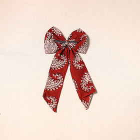 Red - handmade fabric bow hair clip 40 - handcrafted