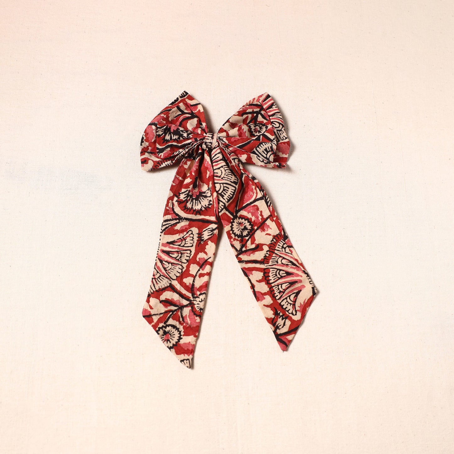Red - handmade fabric bow hair clip 42 - handcrafted
