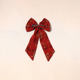 Red - handmade fabric bow hair clip 47 - handcrafted