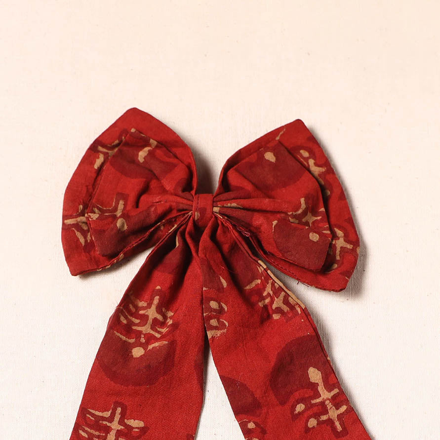 Red - handmade fabric bow hair clip 47 - handcrafted