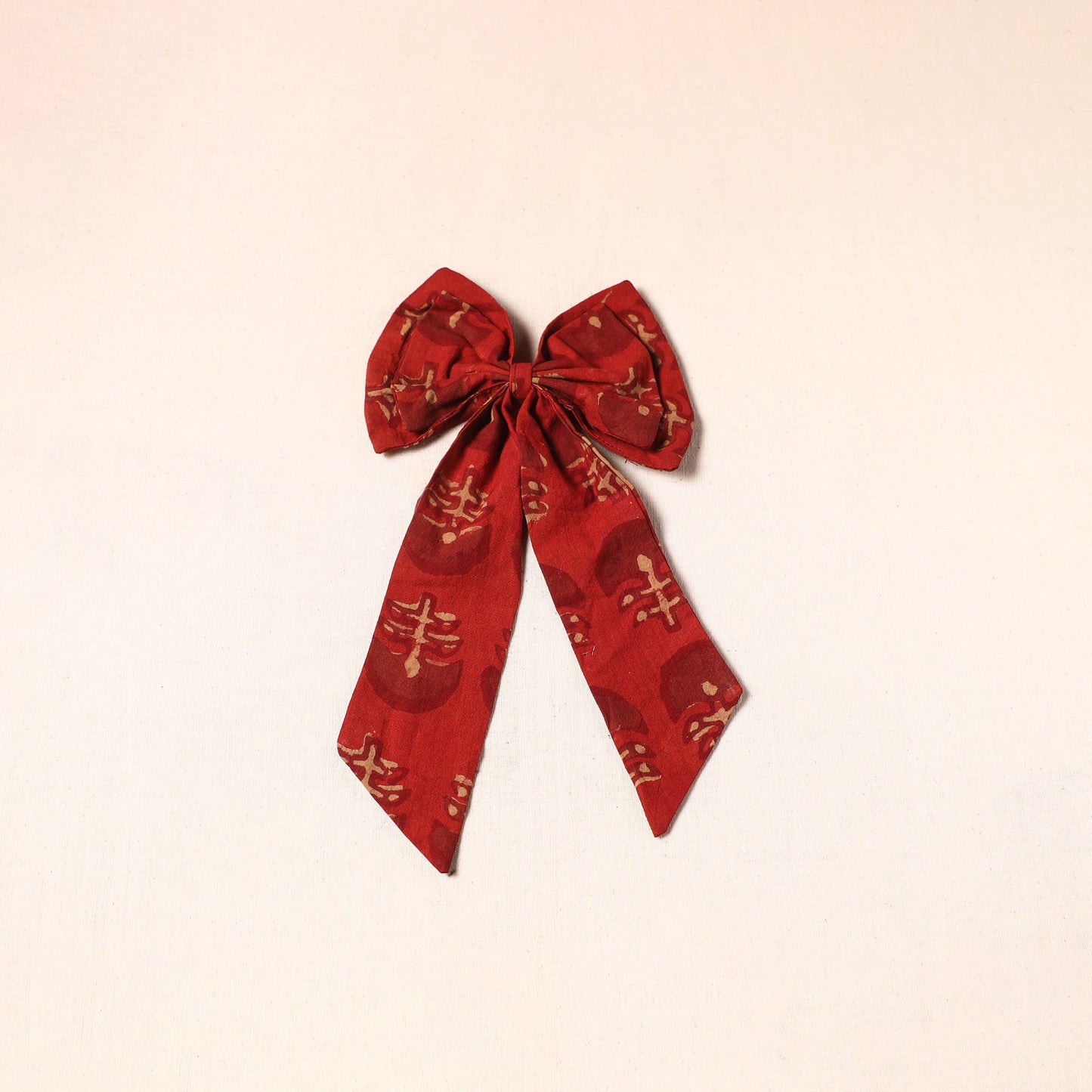 Red - handmade fabric bow hair clip 47 - handcrafted