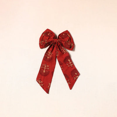 Red - handmade fabric bow hair clip 47 - handcrafted