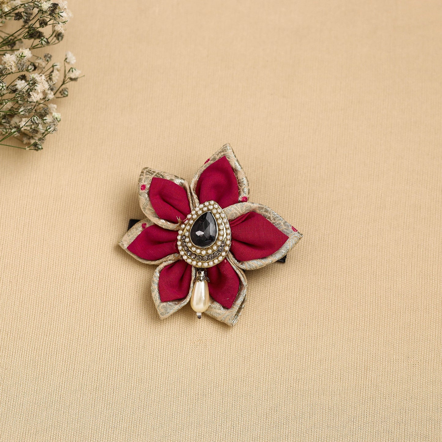  Handmade Fabric Flower Hair Clip Online in India