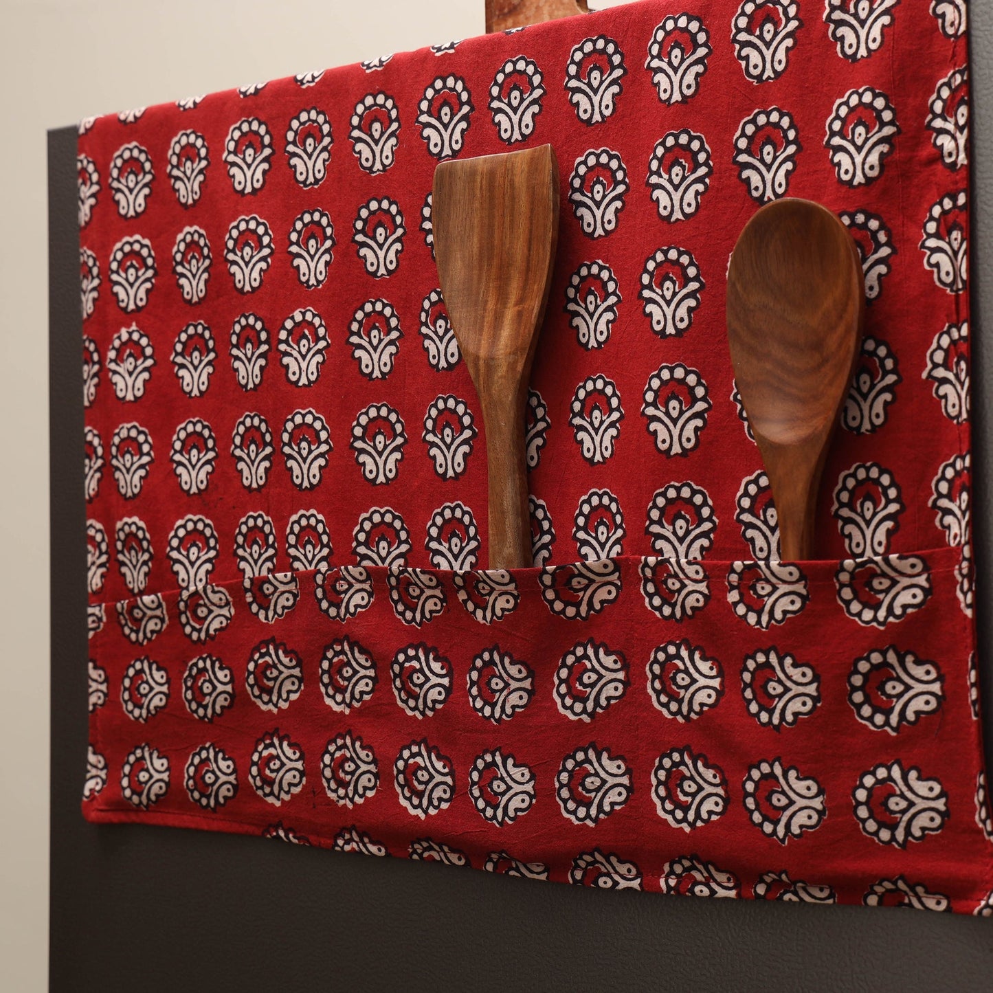 Handmade fridge top cover with multiple pockets 07