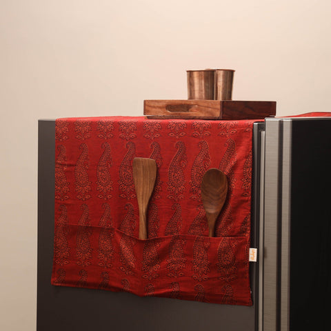 Handmade fridge top cover with multiple pockets 09