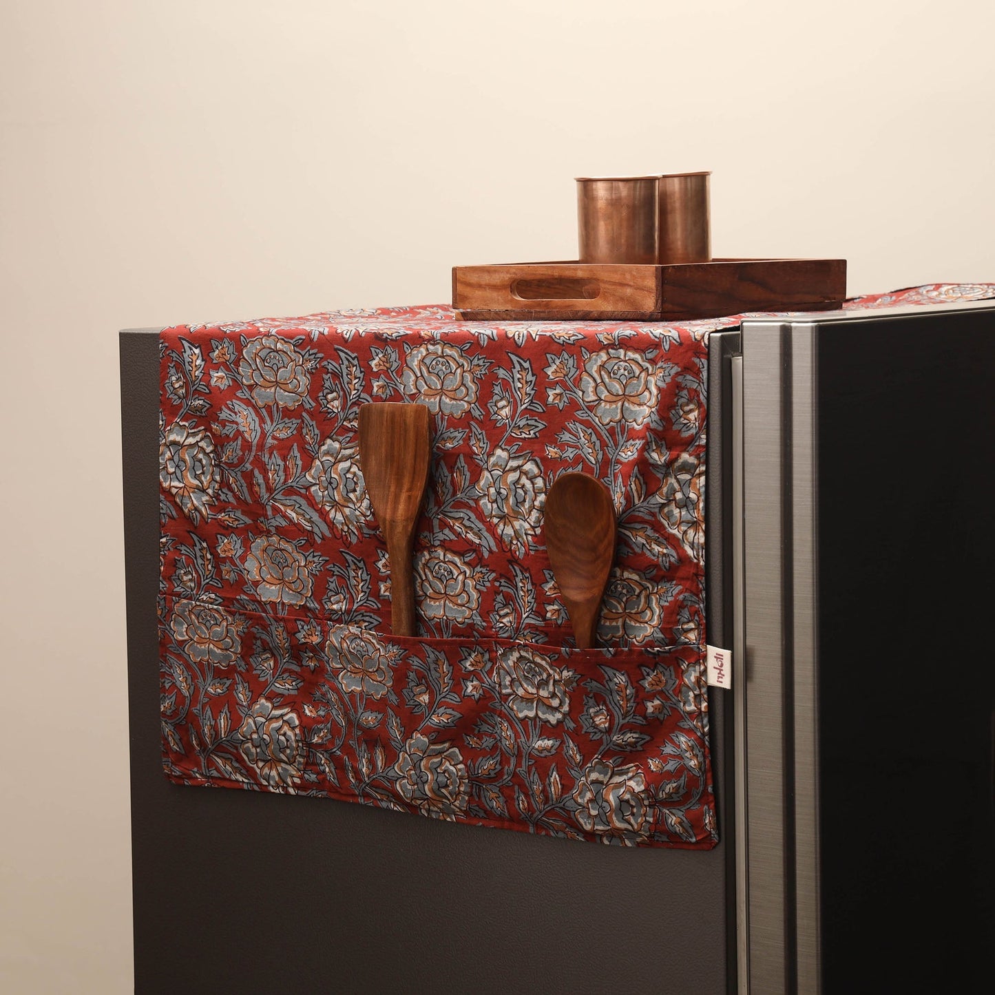 Handmade fridge top cover with multiple pockets 11
