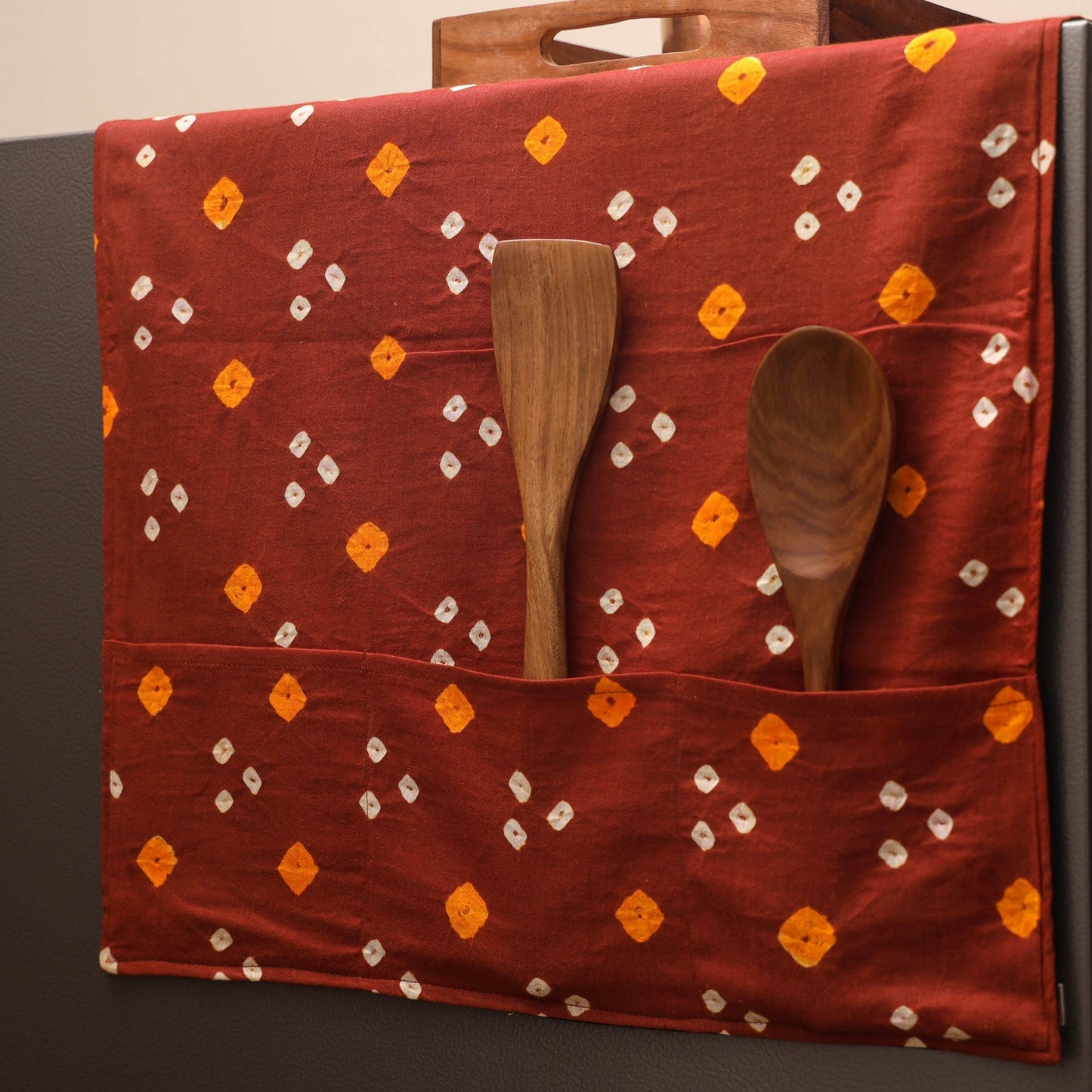 Handmade fridge top cover with multiple pockets 58