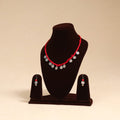 Red - handmade german silver necklace set 08 - handcrafted