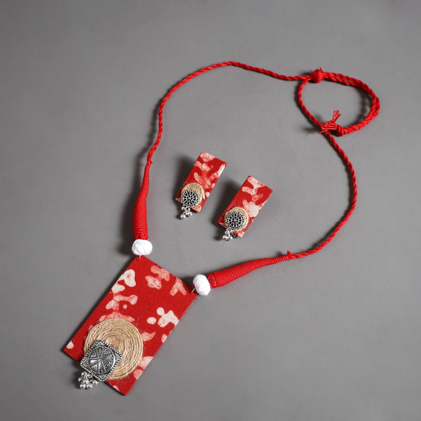 Handmade GS Jute Fabart Necklace Set 04