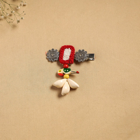 Handmade gs shell & thread work hair clip 27 - handcrafted