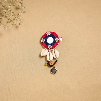 Handmade gs shell & thread work hair clip 55 - handcrafted