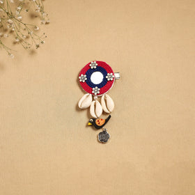 Handmade gs shell & thread work hair clip 55 - handcrafted