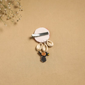Handmade gs shell & thread work hair clip 55 - handcrafted
