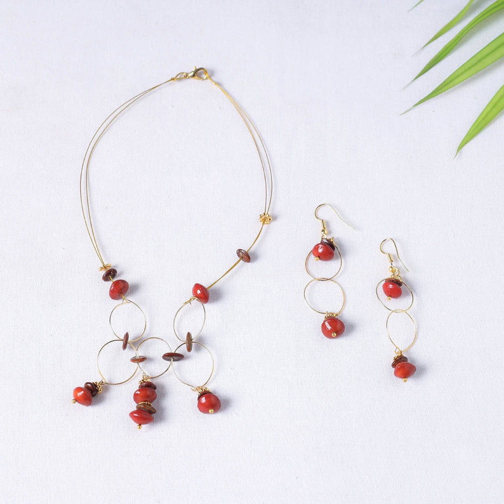 Handmade Natural Adenanthera Pavonina Seeds Necklace Set