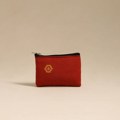  Red Handmade Quilted Cotton Coin Pouch Online in India