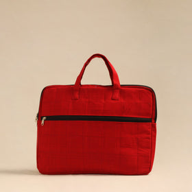 Shop Red Handmade Quilted Cotton Laptop Bag 
