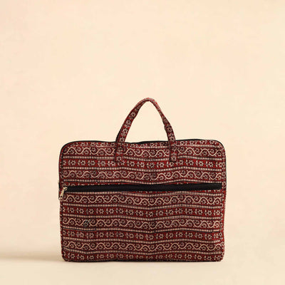  Red Handmade Quilted Cotton Laptop Bag