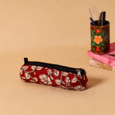  Red Handmade Quilted Cotton Pencil Pouch