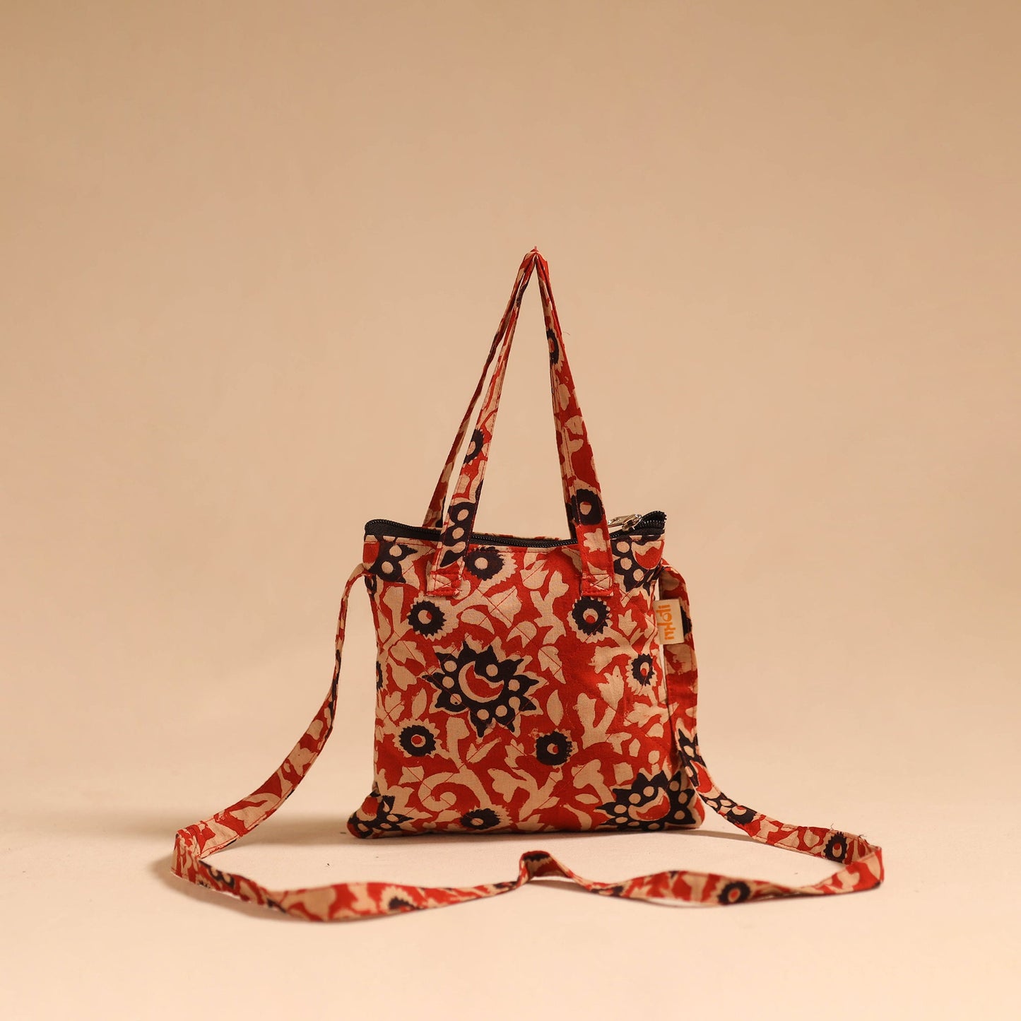 Red - handmade quilted cotton sling bag 62 - handcrafted