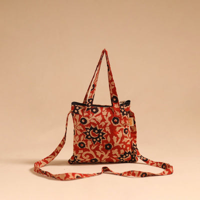 Red - handmade quilted cotton sling bag 62 - handcrafted