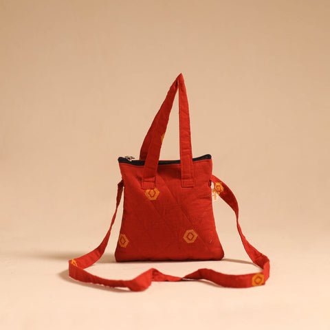Red - handmade quilted cotton sling bag 70 - handcrafted