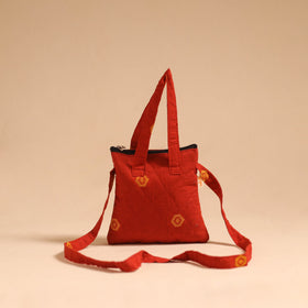 Red - handmade quilted cotton sling bag 70 - handcrafted