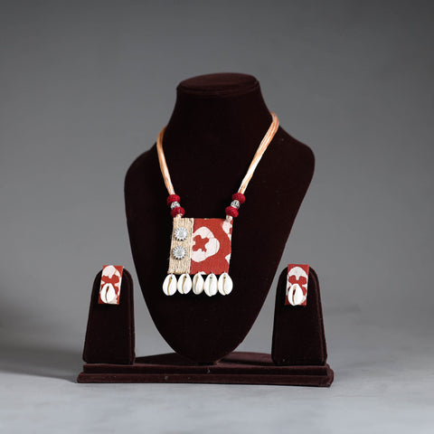 Handmade Shell Jute Fabart Necklace Set 28