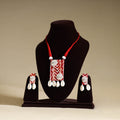 Buy Red Handmade Shell Work Fabart Necklace Set
