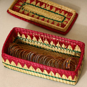  Handmade Sikki Grass Multipurpose Red Utility Box 