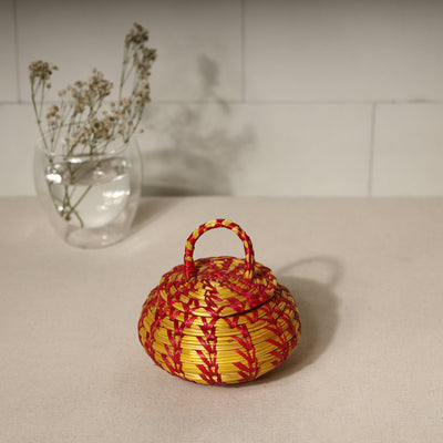 Handmade Sikki Grass Multipurpose Red Utility Box (Small)
