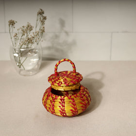 Handmade Sikki Grass Multipurpose Red Utility Box (Small)