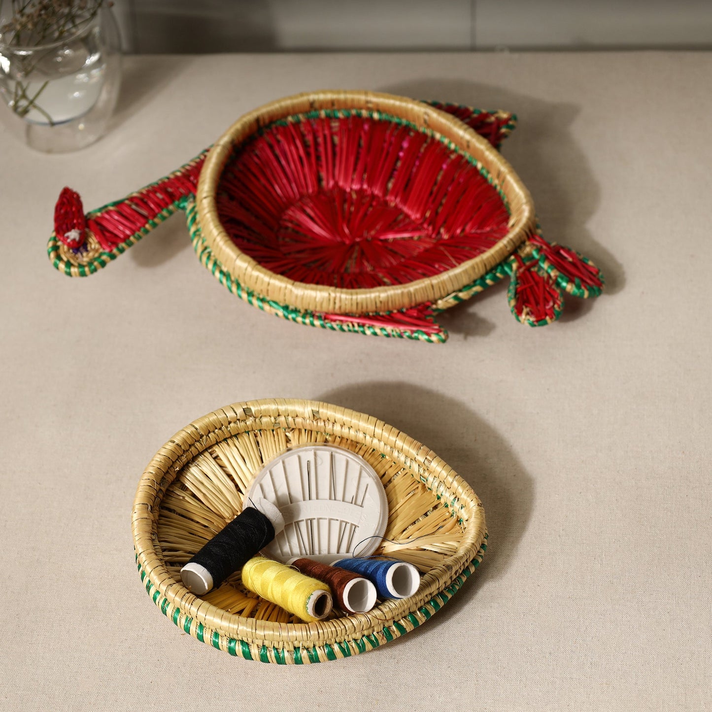  Sikki Grass Peacock Decorative Red Multipurpose Box 