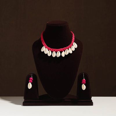 Buy Handmade Thread Braided Shell Necklace Set