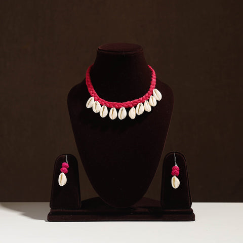 Buy Handmade Thread Braided Shell Necklace Set