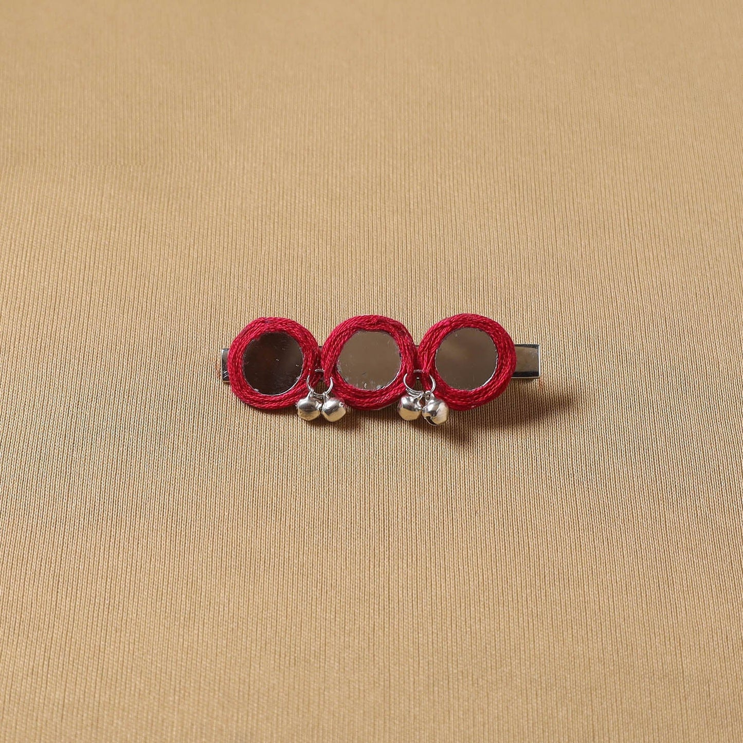 Handmade thread mirror work hair clip 07 - handcrafted