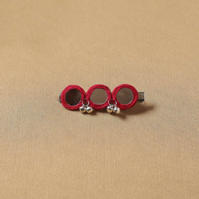 Handmade thread mirror work hair clip 07 - handcrafted